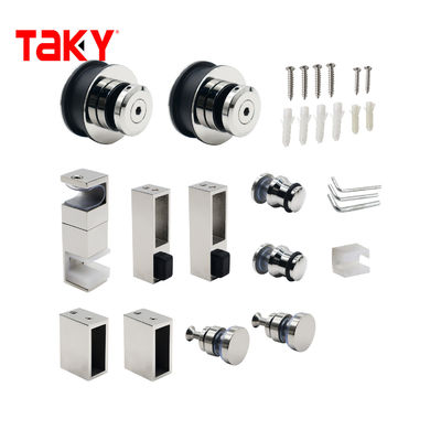 Silver Shower Sliding Door Fitting Set for Customized Bathroom Enclosure Hardware