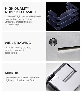 لولا های درب شیشه ای دوش آینه ای استیل ضد زنگ نوع H حمام هتل 12 میلی متری لبه اریب