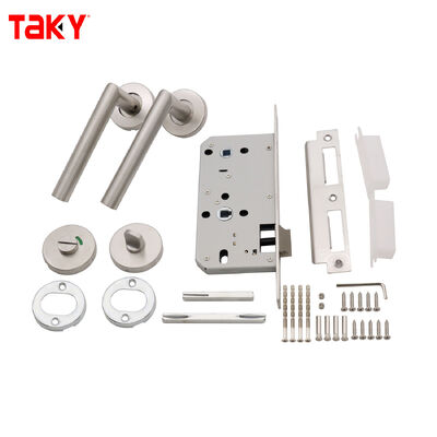 قیمت خوب دستگیره درب شیشه ای دوش با روکش نیکل ساتن با مجموعه قفل دستگیره لوله ای استیل ضد زنگ 304 و هسته قفل C-Level آنلاین