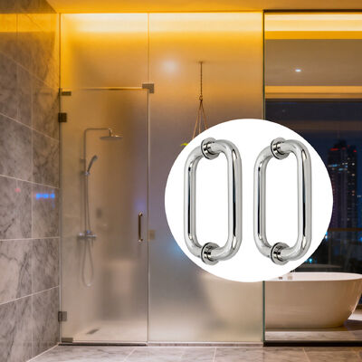 Modern Design SS304 Stainless Steel Shower Glass Door Handle 203*203*19*1.0mm Bathroom Glass Door Pull Handle