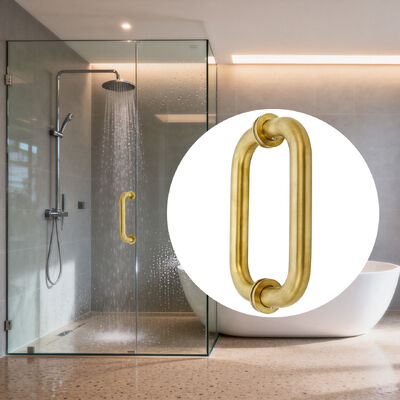 SS304 Stainless Steel Shower Glass Door Handle with 203*203*19*1.0mm Size and Polished/Brushed Nickel/Black Finish