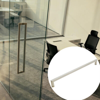 قیمت خوب دستگیره درب شیشه‌ای مدرن فولاد ضد زنگ SS304 مربع نقره‌ای مات دستگیره درب حمام آنلاین