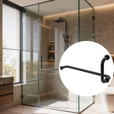 قیمت خوب دستگیره درب شیشه ای دوش 12 اینچی استیل ضد زنگ 304 دستگیره دوش گرد مشکی آنلاین