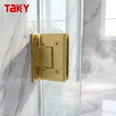 قیمت خوب لولا دوش جامد سنگین 90 درجه لولا درب شیشه ای بدون فریم گیره شیشه ای حمام طلایی برس خورده لوکس آنلاین